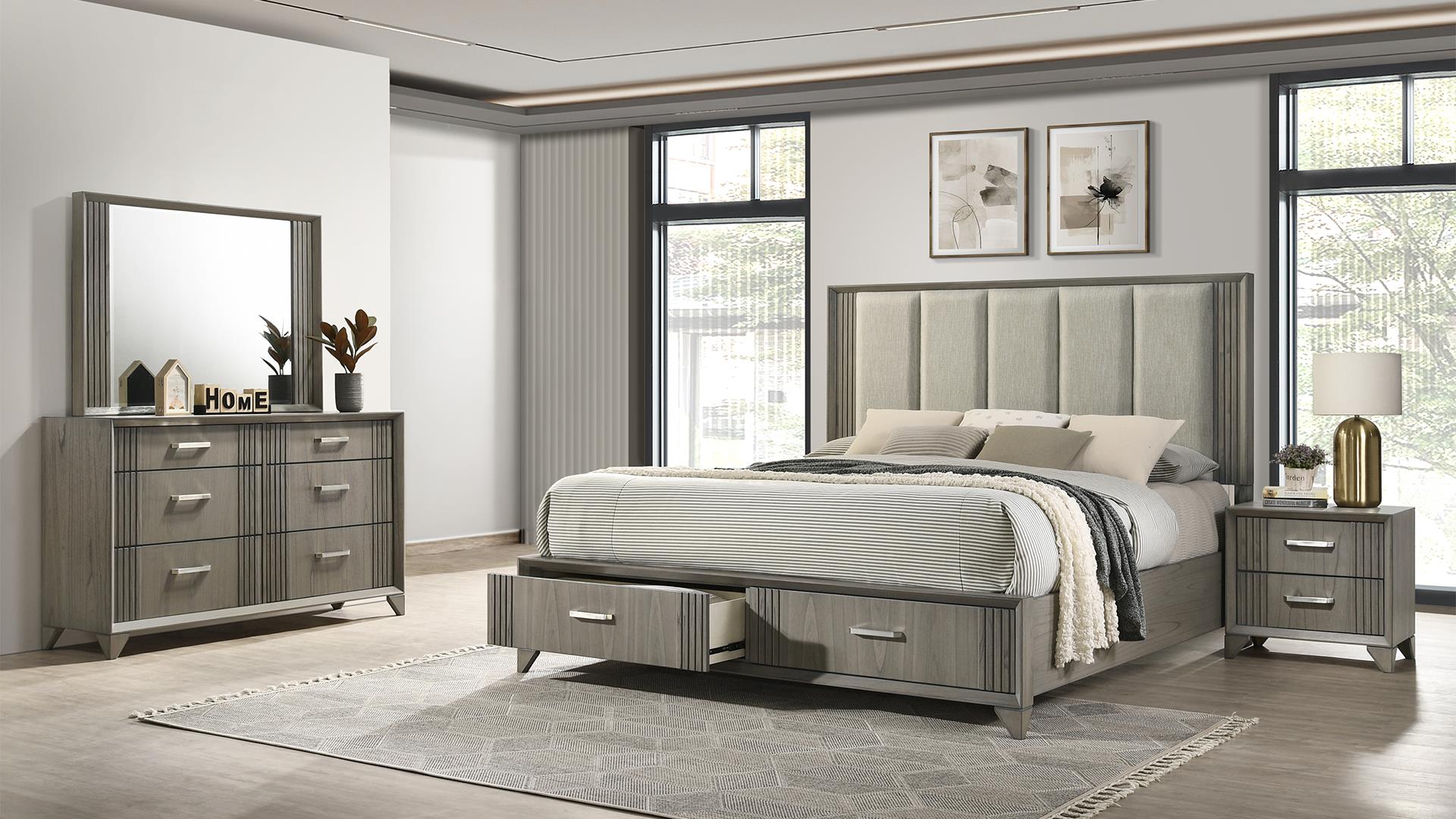 Hugo King 4 Pc Bedroom Set Gray