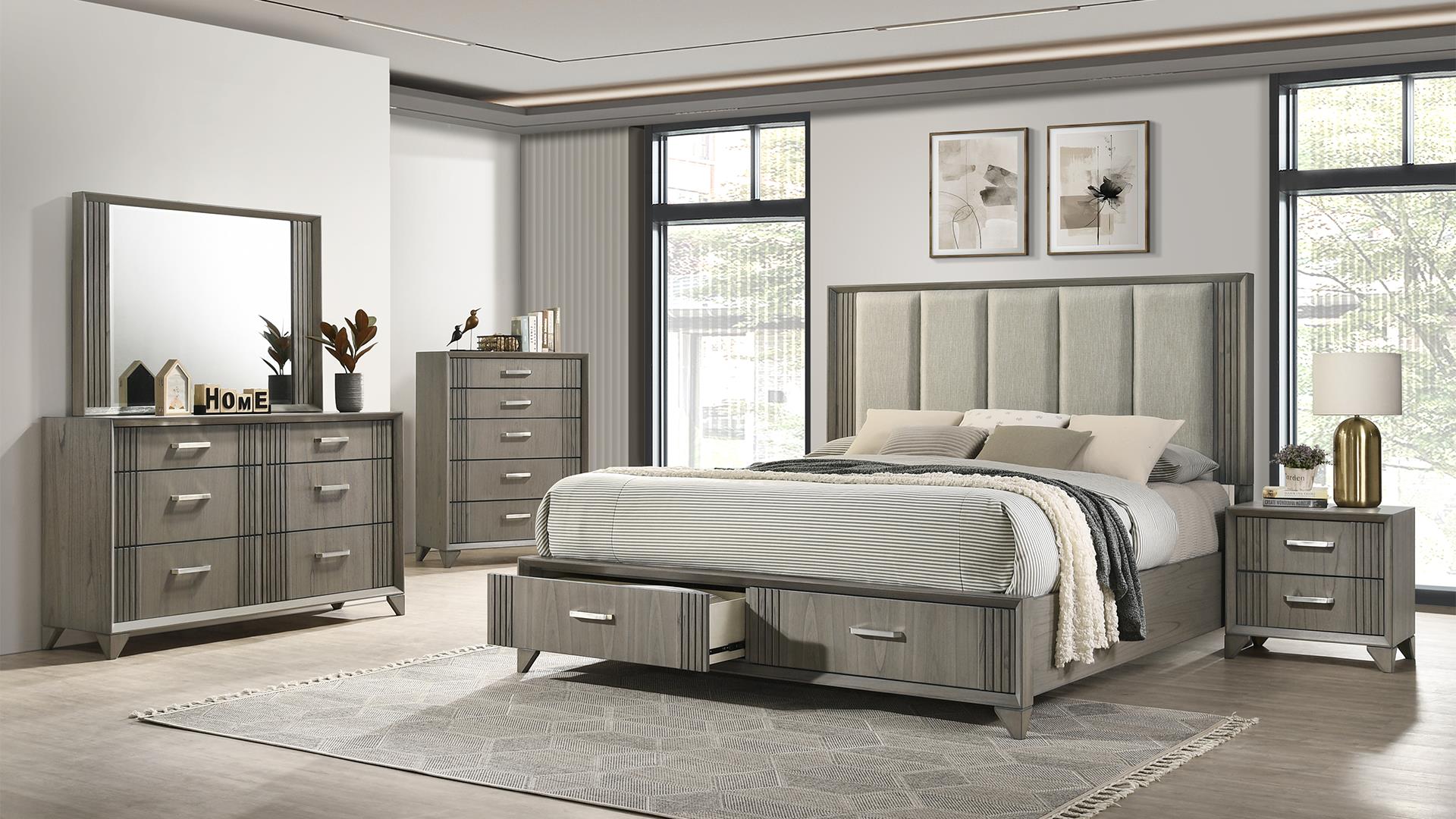 Hugo King 5 Pc Bedroom Set Gray