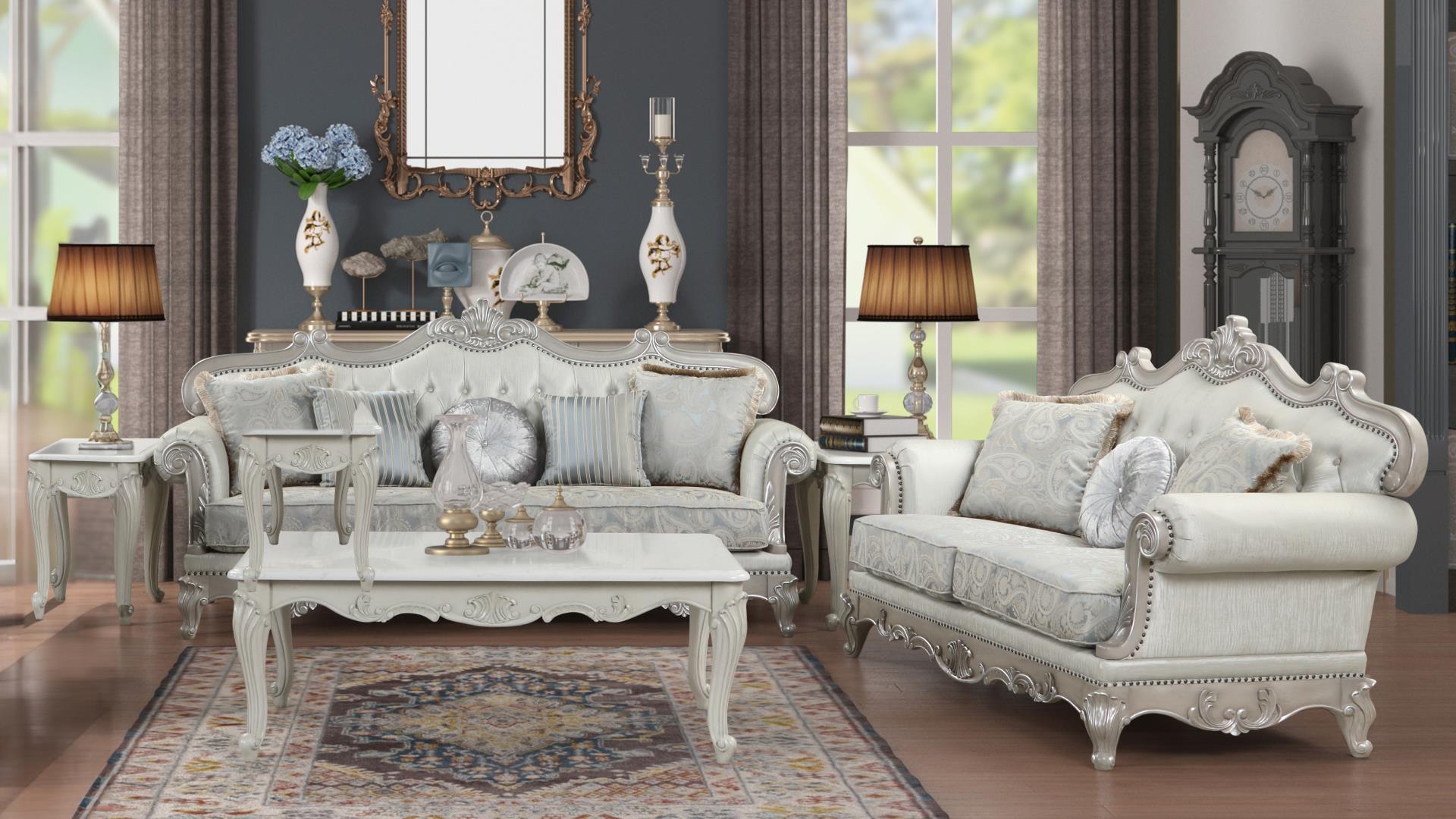 Tuscan 2 Pc Living Room set in Silver
